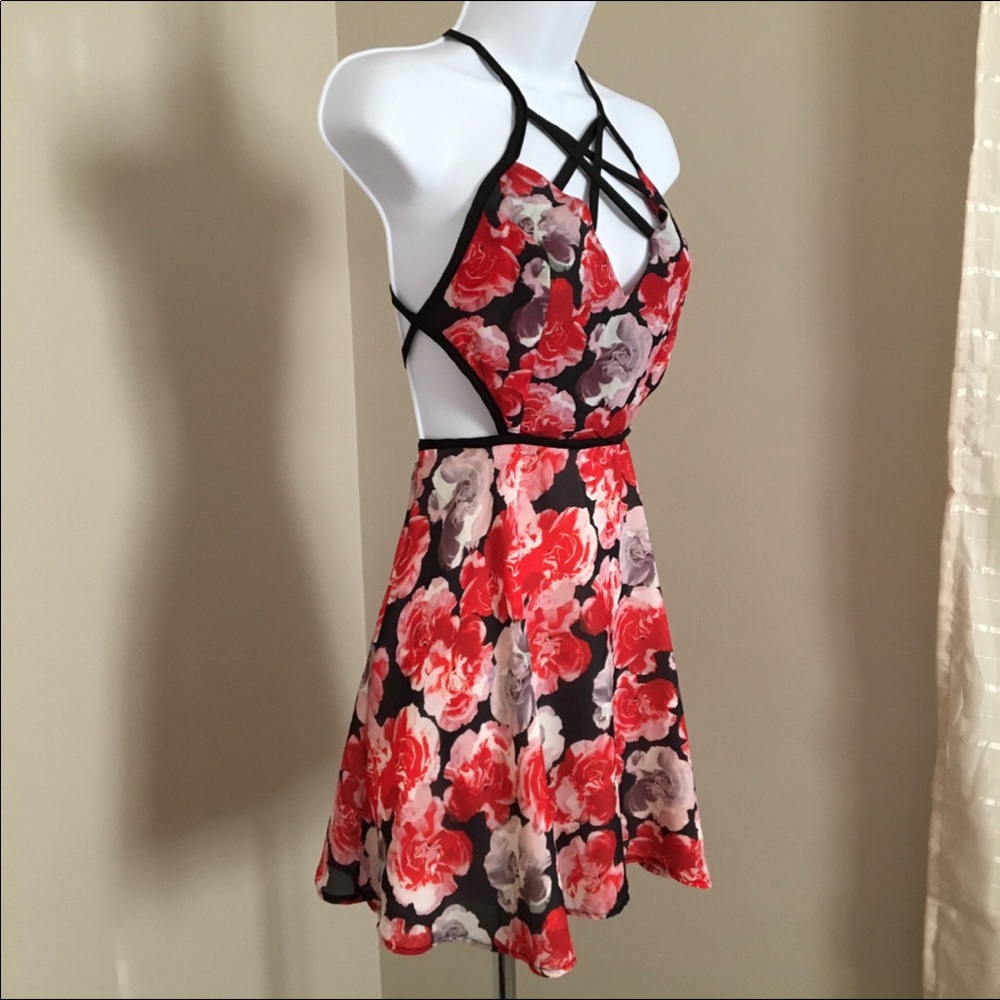Backless Floral Strappy Nast Gal Mini Dress